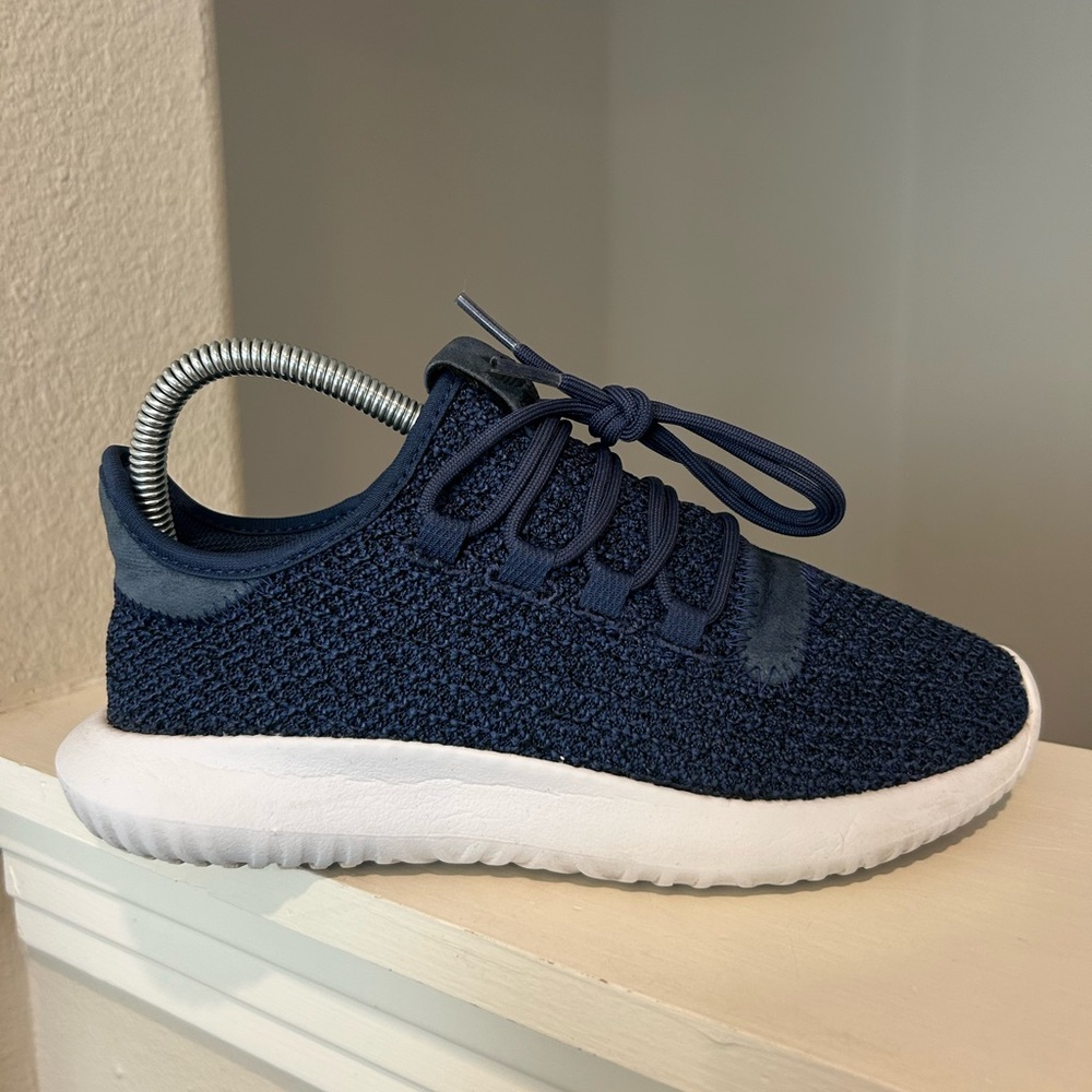 Adidas Tubular Shadow Sneakers Womens Size 6 Blue Suede Knit Fabric - Picture 4 of 9